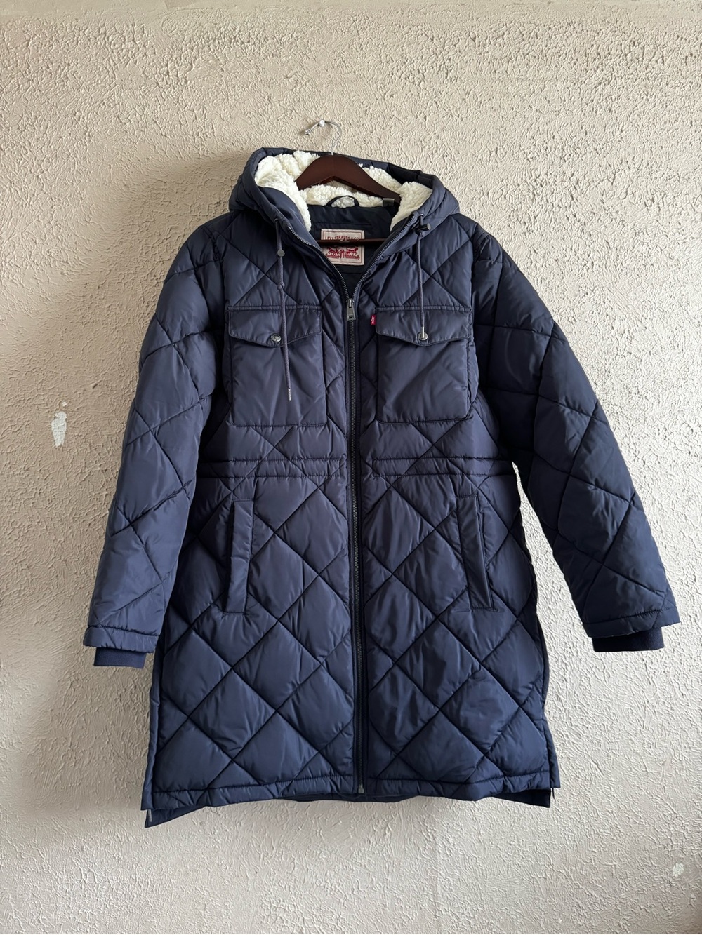 Women’s Levi's Navy Quilted Hooded Puffer Coat